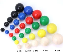 6 boules 4 cm en bois multicolores 6 couleurs pour jeux
