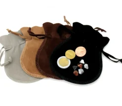 Bourse petit Sac en daim noir 10x12 cm