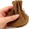 Bourse petit Sac marron clair daim 10x12 cm