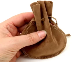Bourse petit Sac marron clair daim 10x12 cm