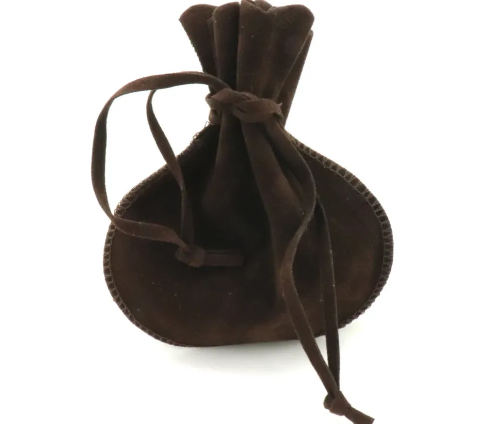 Bourse petit Sac marron foncé daim 10x12 cm