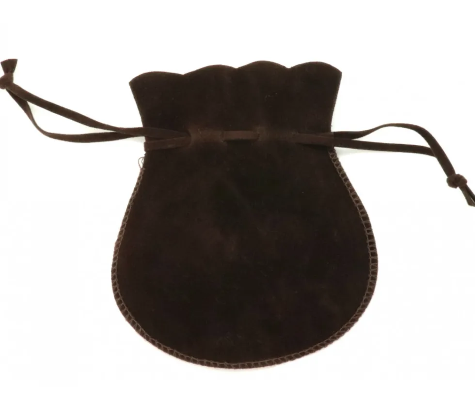 Bourse petit Sac marron foncé daim 10x12 cm
