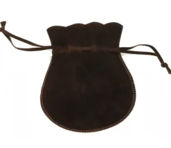 Bourse petit Sac marron foncé daim 10x12 cm