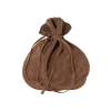 Bourse sac 17 x 18 cm daim marron clair