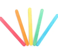 100 bâtonnets esquimaux colorés 7.5 cm bois bricolage et jeux