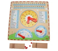 Calendrier horloge en bois 35 cm