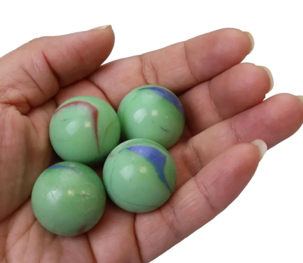 20 calots en verre grosses billes vertes - 25 mm