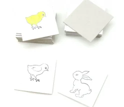 24 carrés 4 x 4 cm carton rigide blanc/gris vierge tuiles à personnaliser