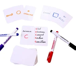 54 cartes blanches effaçables 59 x 91 mm