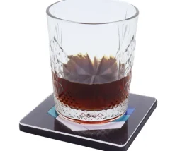 Casse-tête hexagone bleu en bois avec sous-verre