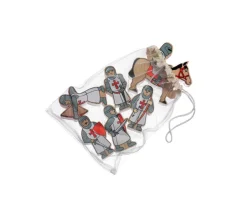 6 chevaliers en bois rouges et blancs - Figurines de jeux