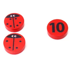 11 coccinelles 0 à 10 en bois pour compter