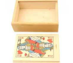 Coffret bois belote 10.5 x 7.6 x 3.4 cm avec jeu cartes sans jetons