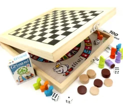 Coffret bois 100 jeux de société junior classiques