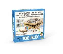 Coffret bois 100 jeux de société junior classiques