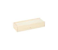 Coffret bois M+ long 28 x 10 x 5 cm couvercle à glissière pour ranger vos accessoires de jeux
