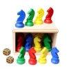 Coffret bois 16 pions petits chevaux + 2 dés