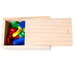 Coffret bois 16 pions petits chevaux + 2 dés