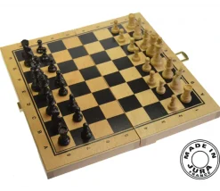 Coffret Jeu d'échecs en bois complet plateau pliable + 32 pièces - Fabriqué en France