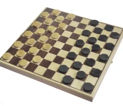 Coffret Jeu de dames bois plateau 30 cm pliable + 40 pions - fabrication France