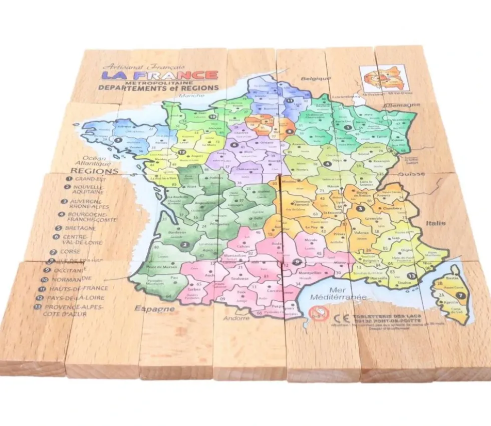 Coffret 2 jeux : dominos et carte de France en bois