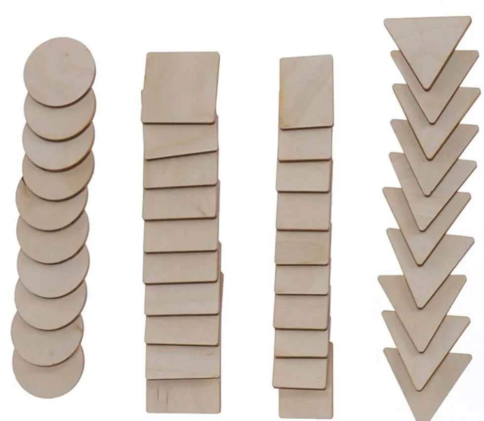 Coffret 10 puzzles et 40 formes géométriques bois