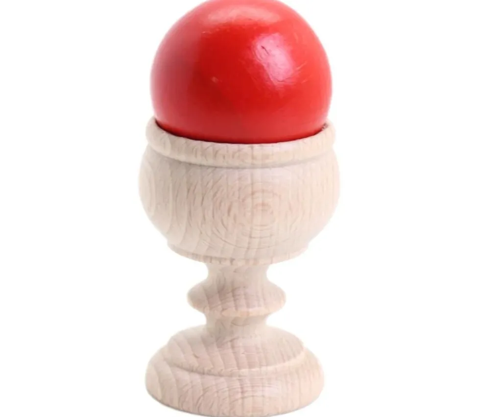 Coquetier bois naturel baroque 6.3 x 4.5 cm
