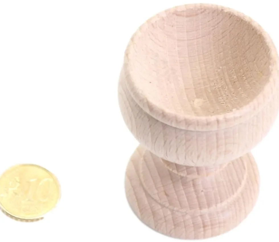 Coquetier bois naturel baroque 6.3 x 4.5 cm