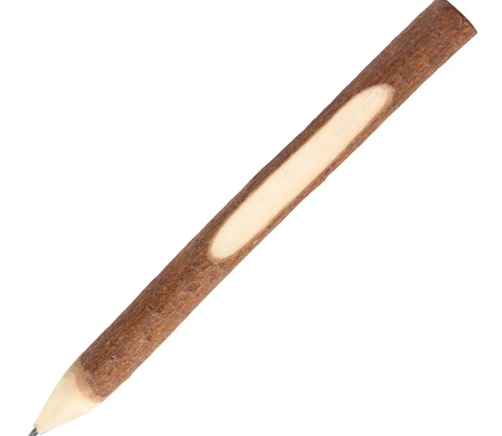 Crayon écorce branche de bois avec encoche - 17 cm