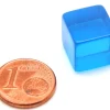 Cube 12 mm bleu plastique translucide coloré