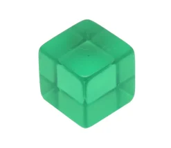 Cube 12 mm vert plastique translucide coloré