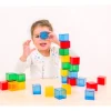 36 cubes 4 cm en plastique translucide. Jeu construction coloré