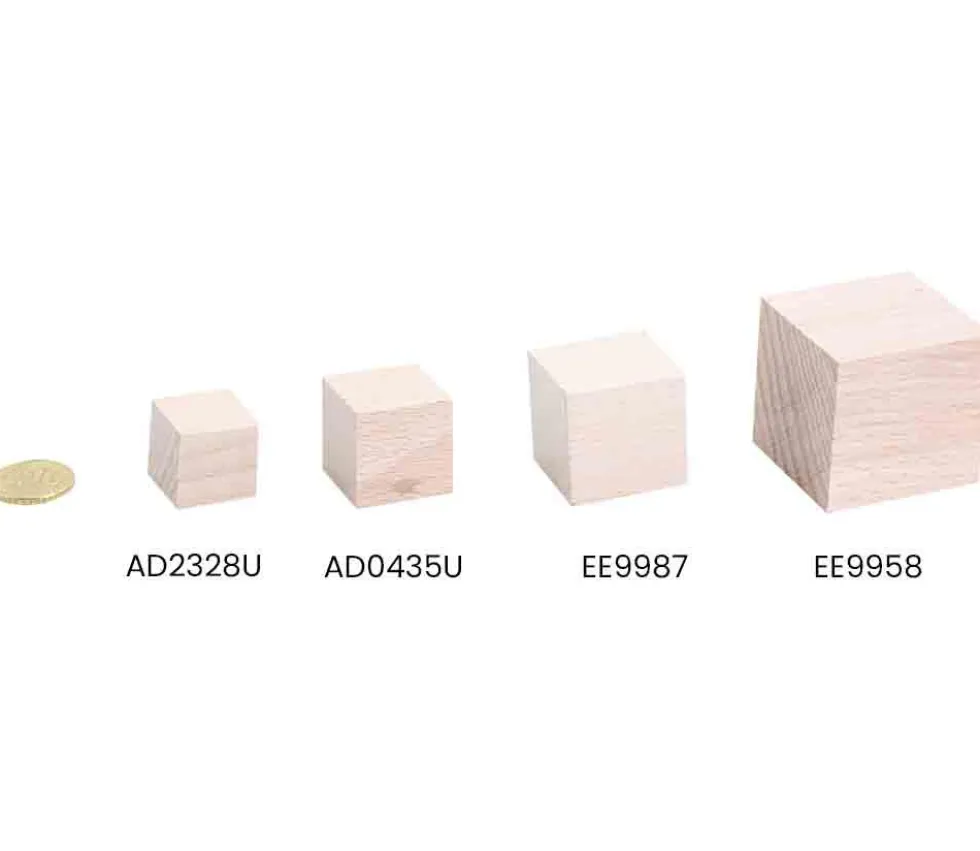 10 cubes en bois brut 4 cm