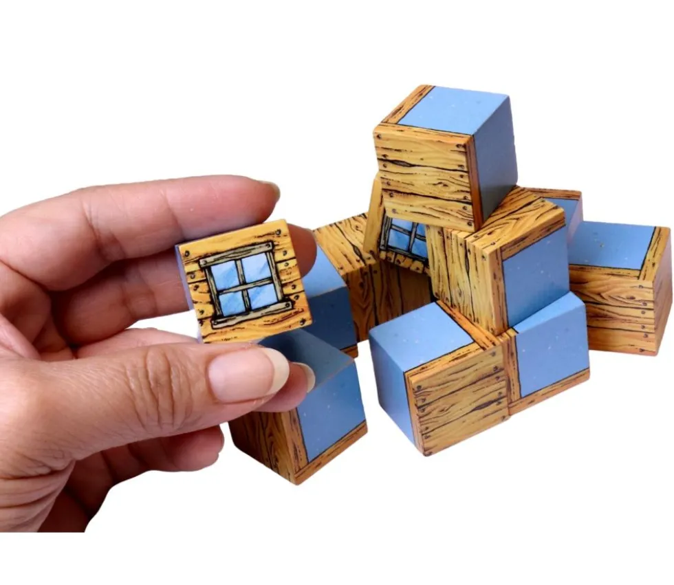 12 Cubes en bois 2.5 cm imprimés blocs de construction