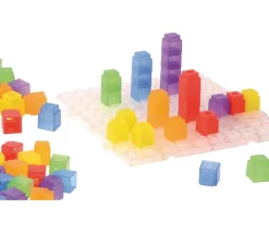 100 cubes encastrables pour jeux 2 cm + 1 plaque 20 cm