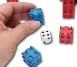 100 cubes encastrables rouge et bleu en bois recyclé