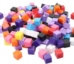 1000 Cubes plastiques 1 x 1 cm multicolores - 10 couleurs - 10 mm