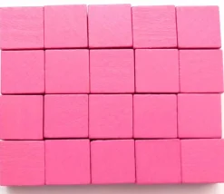 20 Cubes roses en bois de 1.6 cm
