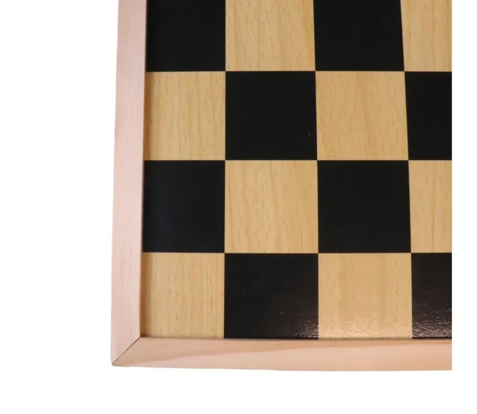 Damier/échiquier en bois noir / naturel - plateau 40 cm cases 4.5 cm
