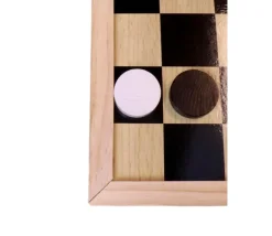 Damier/échiquier en bois noir / naturel - plateau 40 cm cases 4.5 cm