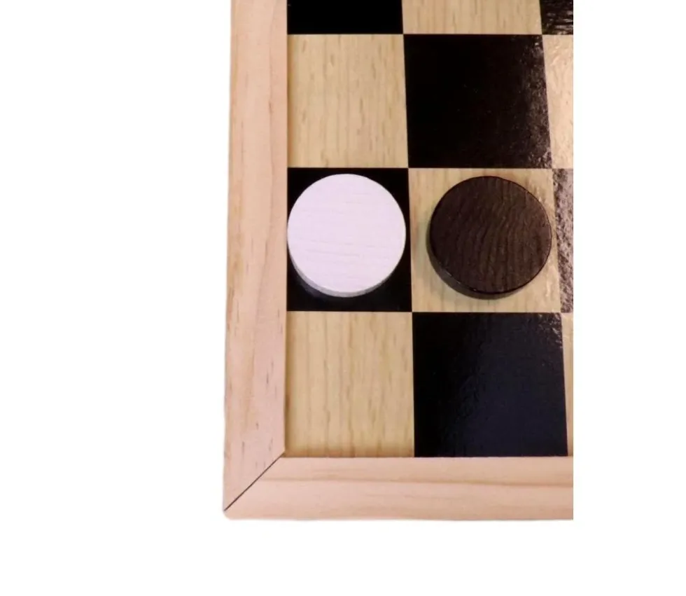 Damier/échiquier en bois noir / naturel - plateau 40 cm cases 4.5 cm