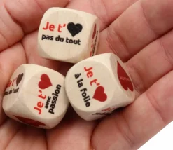 Dé Amour Je t'aime en bois 20 mm
