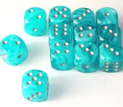 Dé aqua 16 mm points argent