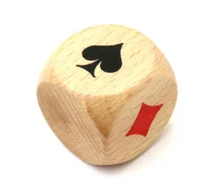 Dé belote bois 3 cm atout symbole des cartes