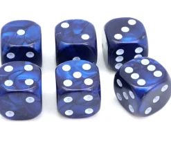 Dé bleu interférence 12 mm points blancs
