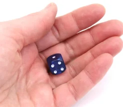 Dé bleu interférence 12 mm points blancs