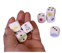 Dé bois blanc 2 cm : 1 face personnalisée avec votre image