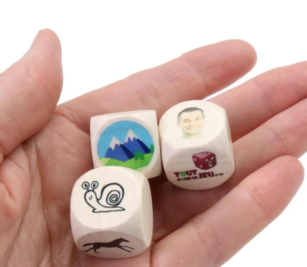 Dé bois 2 cm personnalisé : 6 faces personnalisées avec vos images