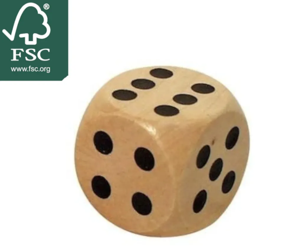 Dé bois 12 mm en charmille de 1 à 6 pour jeu de société