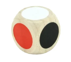 Dé bois 20 mm 5 points couleurs et 1 face neutre